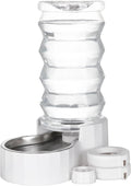 RIZZARI Large Gravity Water Dispenser: 8L Automatic Water Feeder with Stainless Steel Bowl - Two Caps and Filters for 30-60 LB Dogs with Spinal Issues - for Living Room Garage