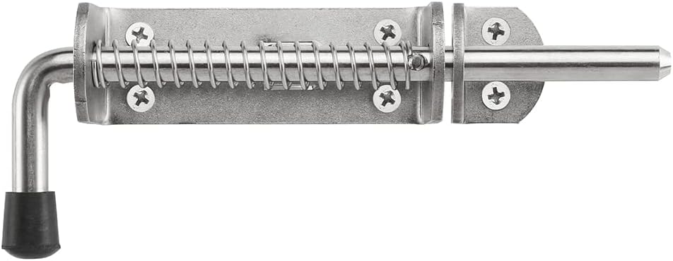 JQK Spring Loaded Sliding Bolt Latch, Heavy Duty 304 Stainless Steel Thickened 4mm Door Lock Barrel Bolt, 8.6 Inch Brushed Finished, HSB500