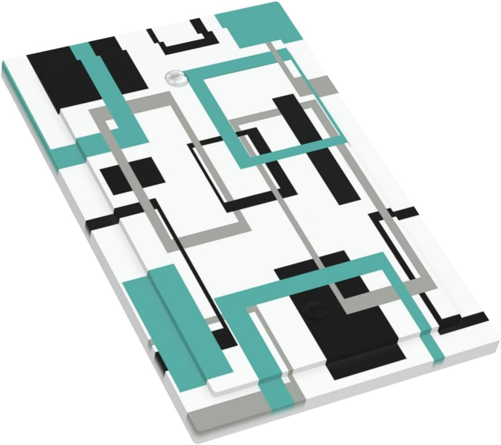 Geometric Turquoise Black Gray Modern Abstract Boho Light Switch Cover Plate 1 Gang No Device Blank Electrical Wall Plates Faceplate Decorative Switch Plate Covers for Office Nursery Decor