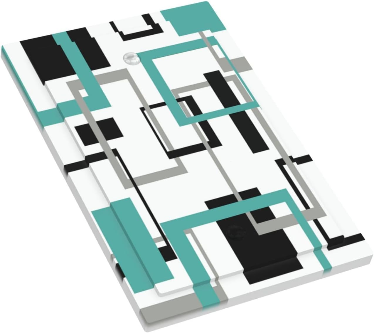 Geometric Turquoise Black Gray Modern Abstract Boho Light Switch Cover Plate 1 Gang No Device Blank Electrical Wall Plates Faceplate Decorative Switch Plate Covers for Office Nursery Decor
