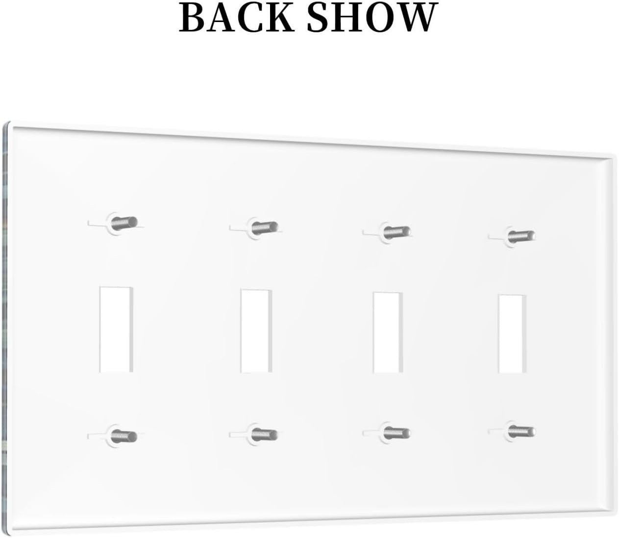 White Flowers Green Leaves Light Switch Covers Quad Toggle 4 Gang Wall Plate Decorative Switchplate Electrical Faceplate for Farmhouse Bathroom Living Decor