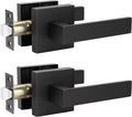 KNOBWELL 2 Pack Premium Matte Black Closet Door Handles Passage Function Heavy Duty Lever Door Handle, Door Handles for Left or Right Handing, Interior Door Handle 2.07 lb One Lever