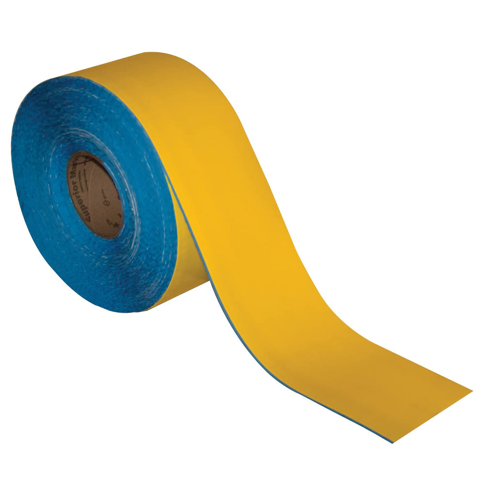 SmartSign Yellow 4 inch x 100 feet Floor Marking Tape, 32 mil Vinyl Floor Tape, Superior Mark Industrial Use Safety Tape with Beveled Edges, Strong Adhesive, for Gym/Warehouse/Courts
