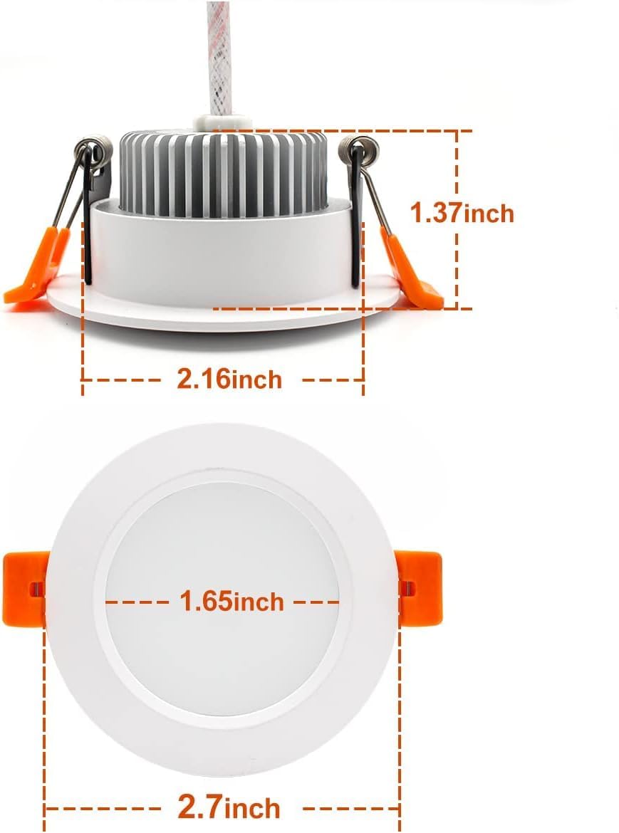 YGS-Tech 2 Inch LED Recessed Lighting, Dimmable Downlight 3W(35W Halogen Equivalent), CRI80, 5000K Daylight White Ceiling Light with LED Driver (16 Pack)