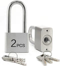 Lanube 304 Stainless Steel keyed Alike Marine Small Padlocks for Outdoor use, 1-9/16 inch Wide Body, Stainless Steel Body Long Shackle, Pack of 2