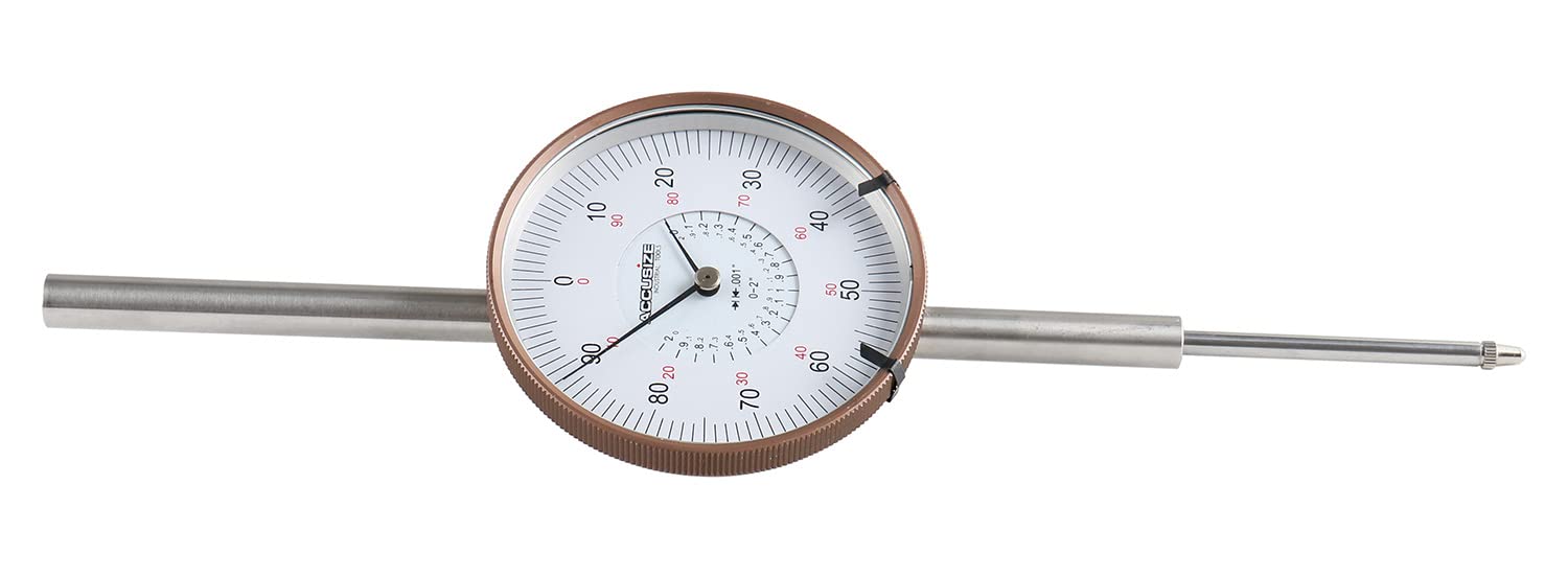 Accusize Industrial Tools Agd2 Style 0-2'' by 0.001'' Dial Indicator with A 3'' Big Face, Lug Back, P900-S090