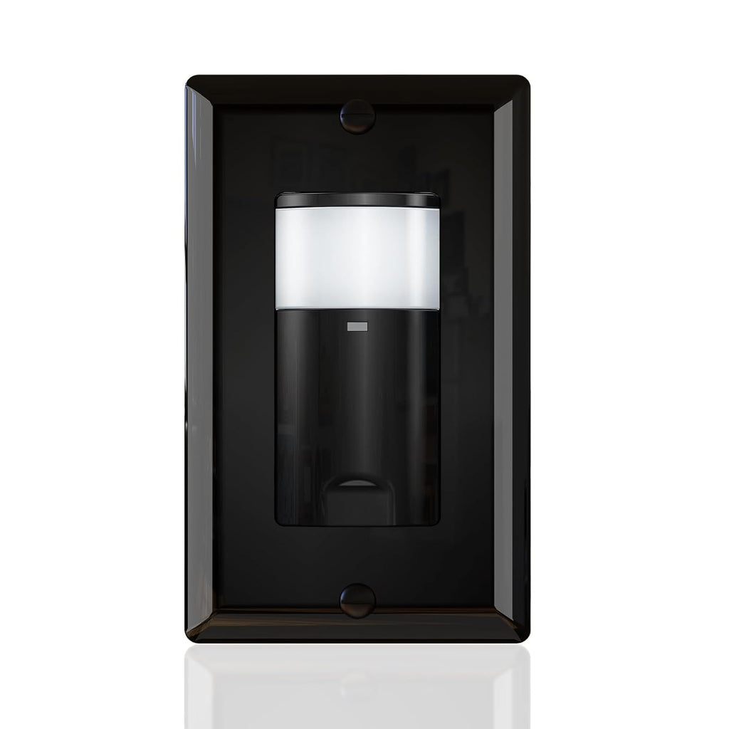 ECOELER Black Motion Sensor Light Switch, PIR Motion Detection Wall Switch with Adjustable Sensitivity, OCC/VAC Selectable, Neutral Wire Required, Single Pole Occupancy Sensor for Home Improvement