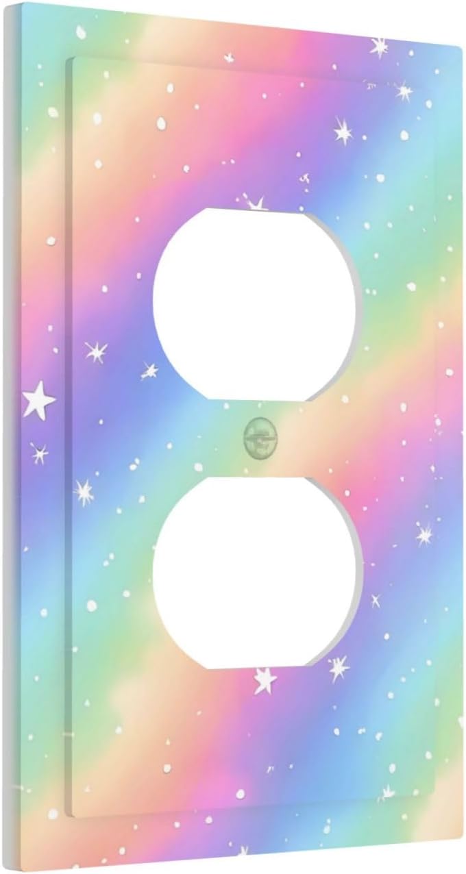 Decorative Outlet Covers Pink Blue Purple Iridescent Rainbow 1 Gang Duplex Light Switch Cover Plate Unique Wall Plates for Electrical Outlets Switch Plate Covers for Bedroom Home Decor