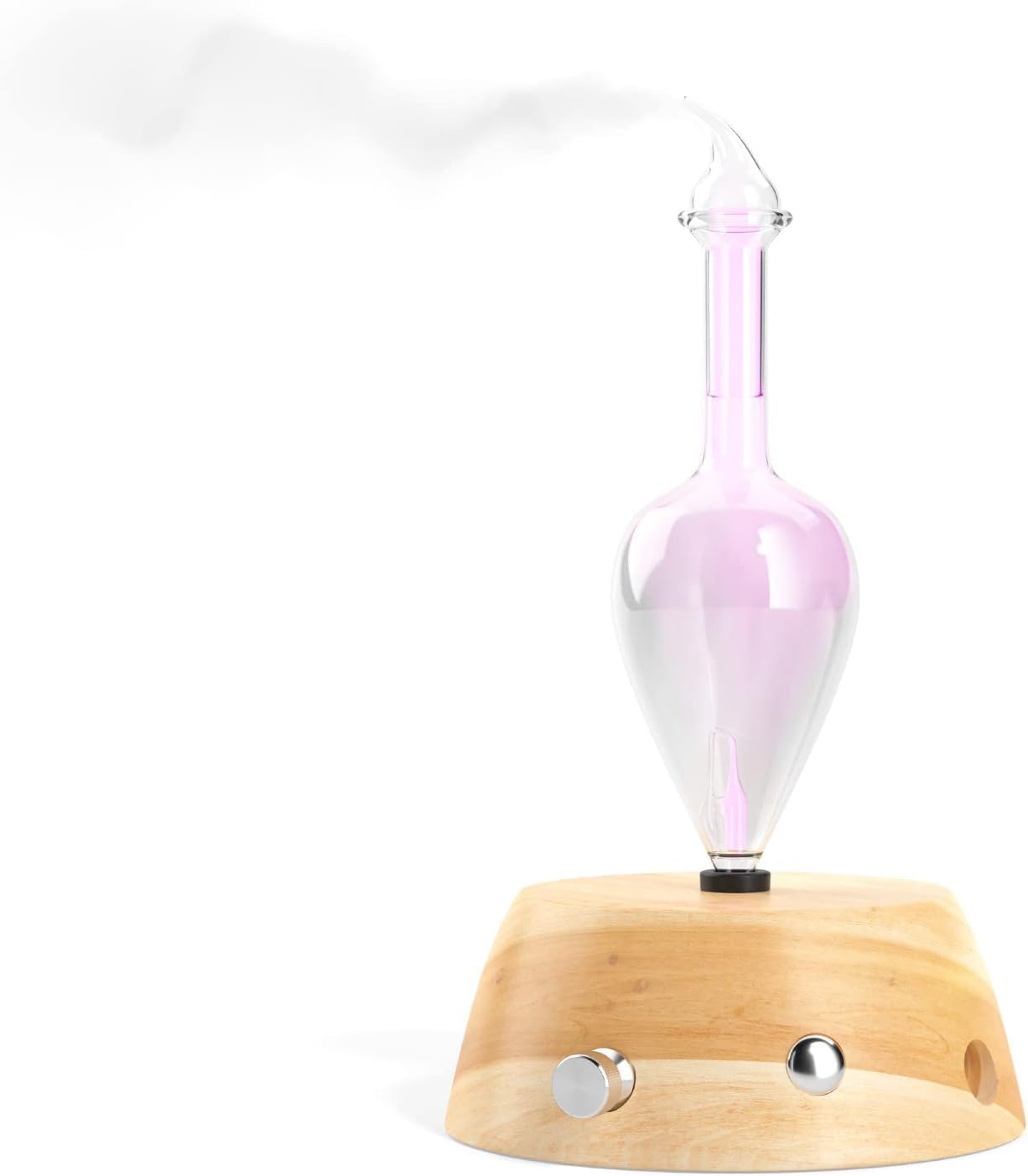 Elegance Aromatherapy Diffuser for Essential Oil, Waterless Glass Nebulizer w/Auto-Off Switch, BPA Free - Lightwood