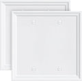 2-Pack Double Blank Outlet Cover Wall Plate, Natural Material Switch Plates Outlet Covers, Pure White Decorative Wall Plates for Electrical Outlets