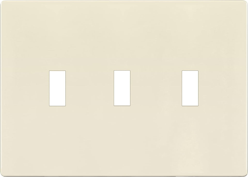 ENERLITES Screwless Triple Toggle Switch Wall Plate, Child Safe Light Switch Cover, Standard 3-Gang 4.68" x 6.53", Unbreakable Polycarbonate Thermoplastic, UL Listed, SI8813-LA, Glossy, Light Almond