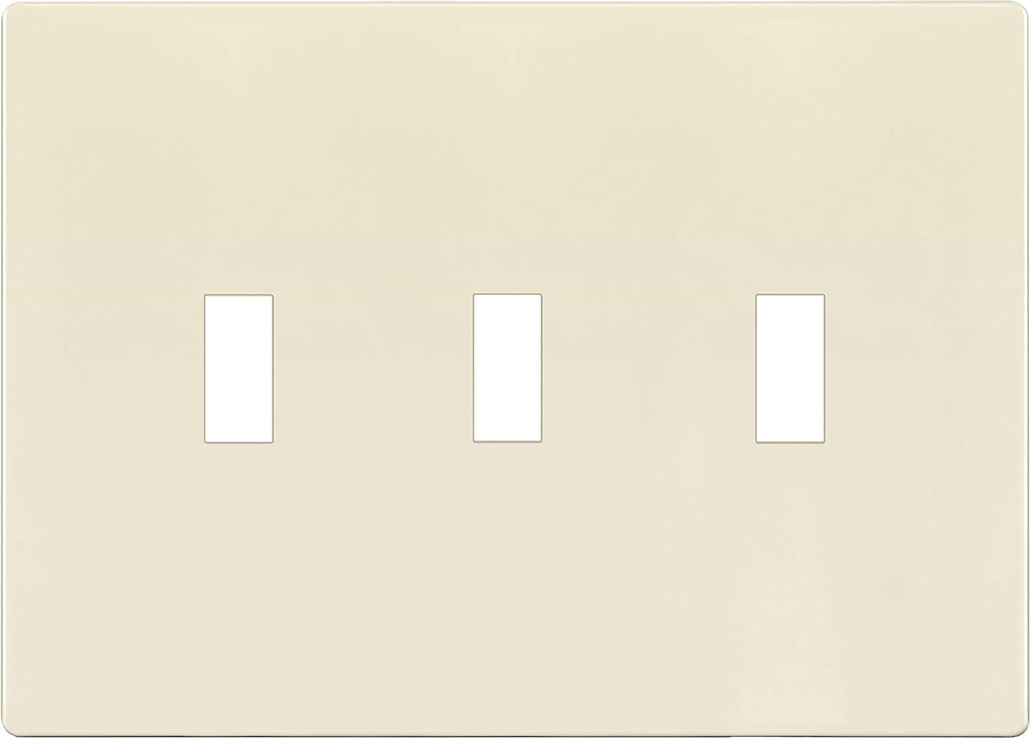 ENERLITES Screwless Triple Toggle Switch Wall Plate, Child Safe Light Switch Cover, Standard 3-Gang 4.68" x 6.53", Unbreakable Polycarbonate Thermoplastic, UL Listed, SI8813-LA, Glossy, Light Almond