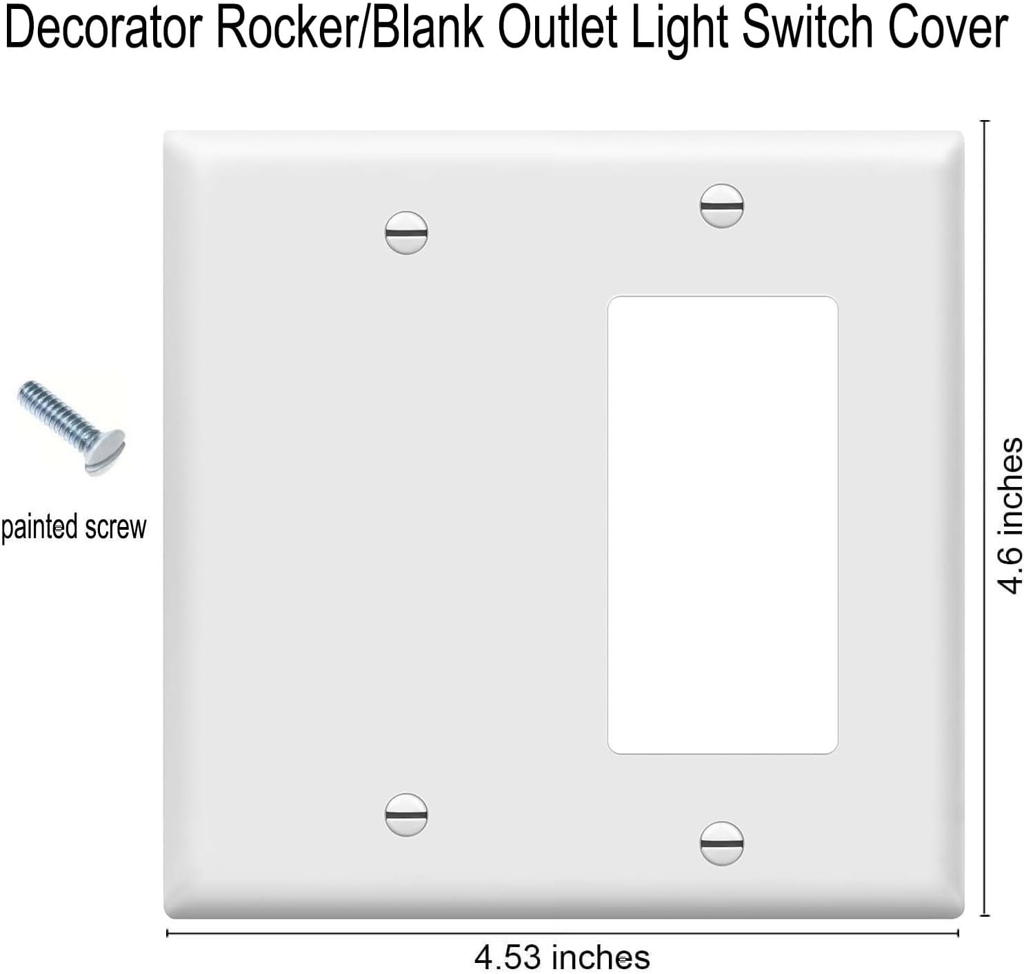 Decorator Rocker/Blank Wall Plates 2-Gang Switch Outlet Electrical Cover Plate Unbreakable Thermoplastic Faceplate for Light Receptacle Outlet Switch, White (2 Pack)