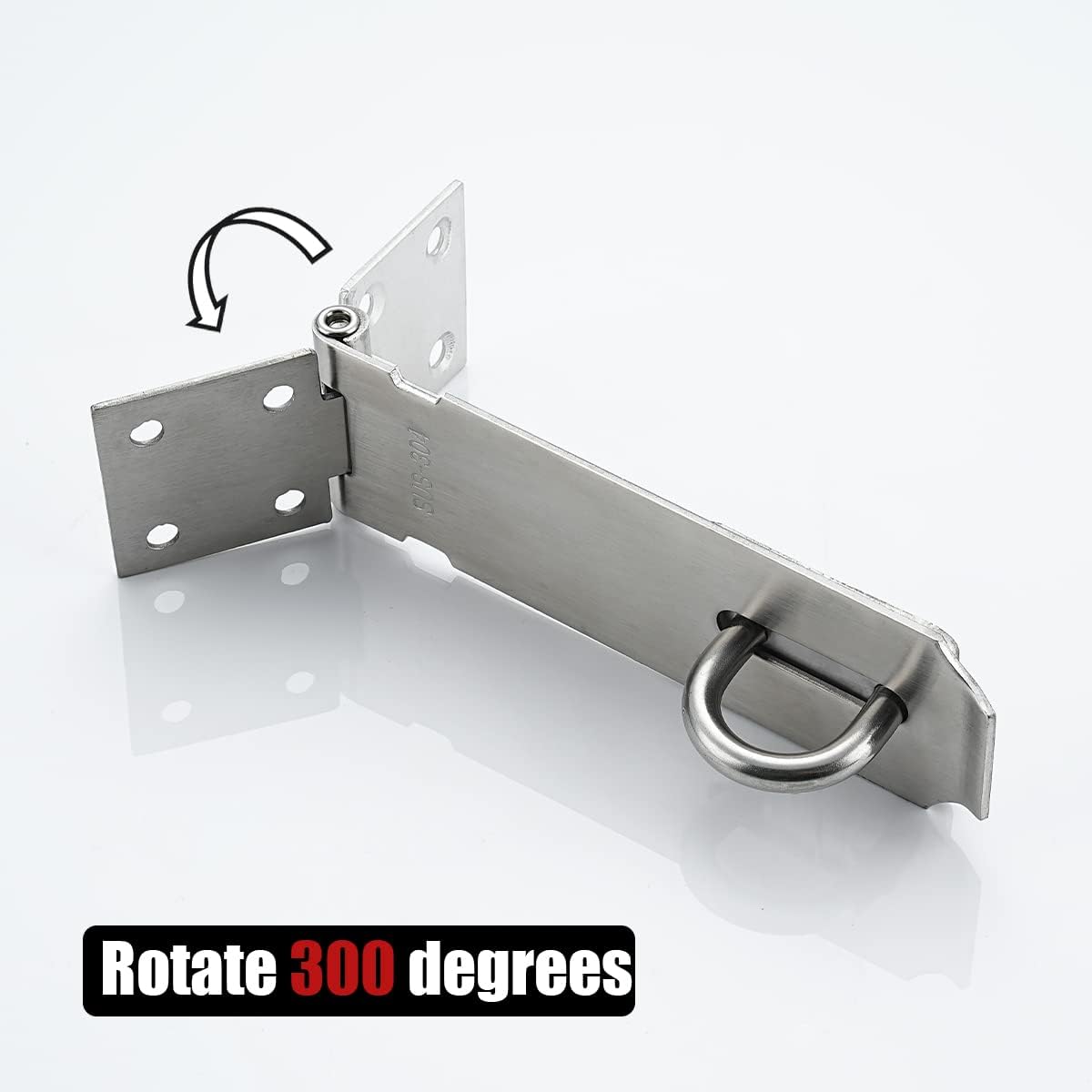 JQK Door Hasp Latch Lock, 5 Inch 304 Stainless Steel Safety Packlock Clasp Thickness 1.9 mm, Brushed Steel, DL130-BN