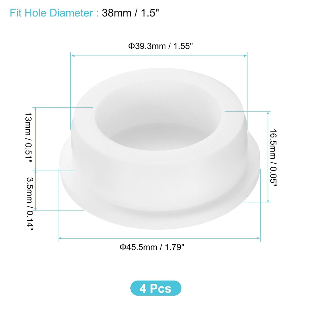 uxcell 4Pcs Silicone Hole Plug, Waterproof Round Rubber Stoppers Bottle Seal Plugs Tube Pipe End Caps for 38mm/1.5" Hole for Bathtub Bottle, White