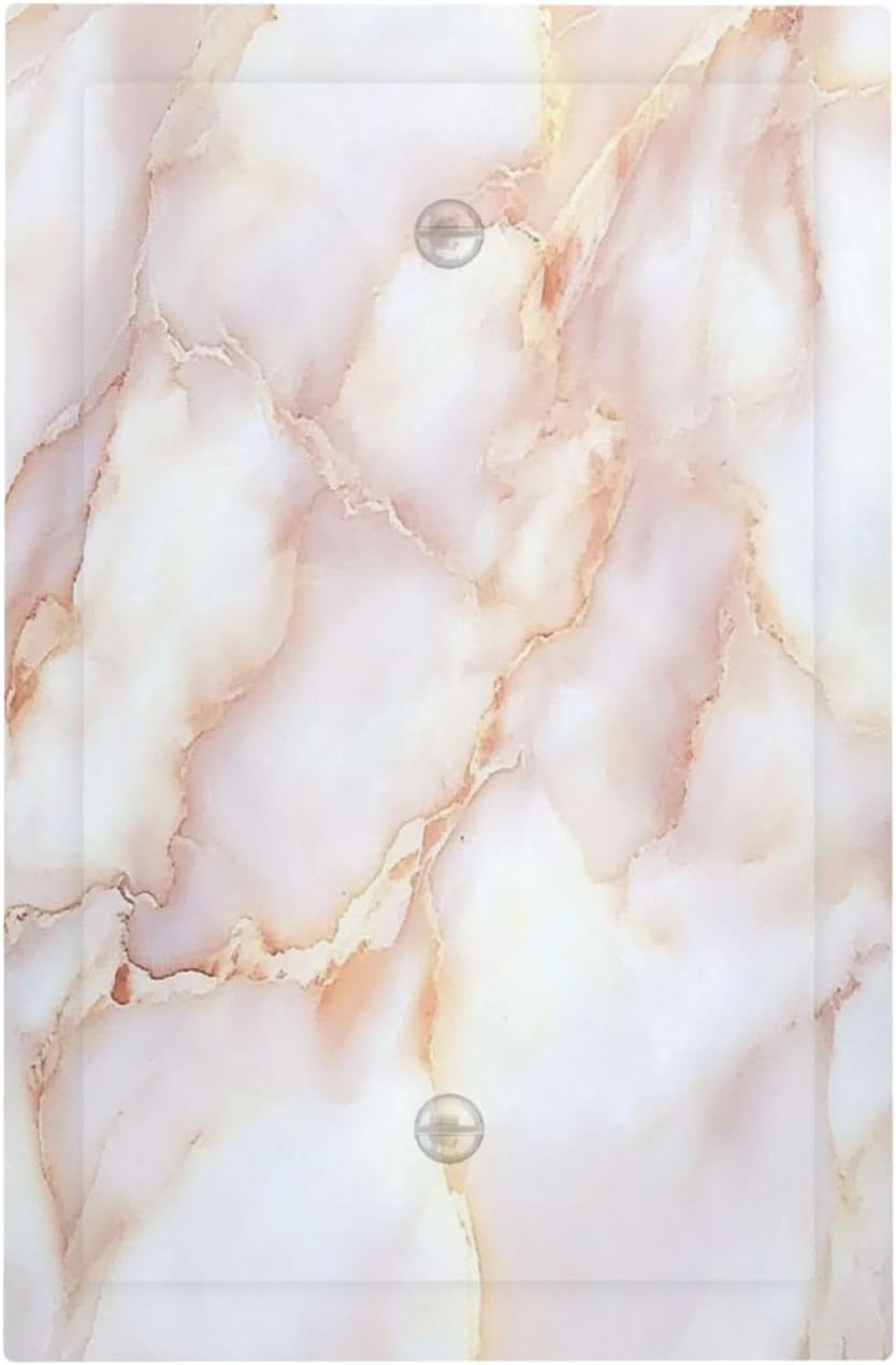 Light Switch Cover Plate Pink Jade Marble Granite 1 Gang No Device Blank Electrical Wall Plates Faceplate Decorative Switch Plate For Bathroom Kitchen Decor