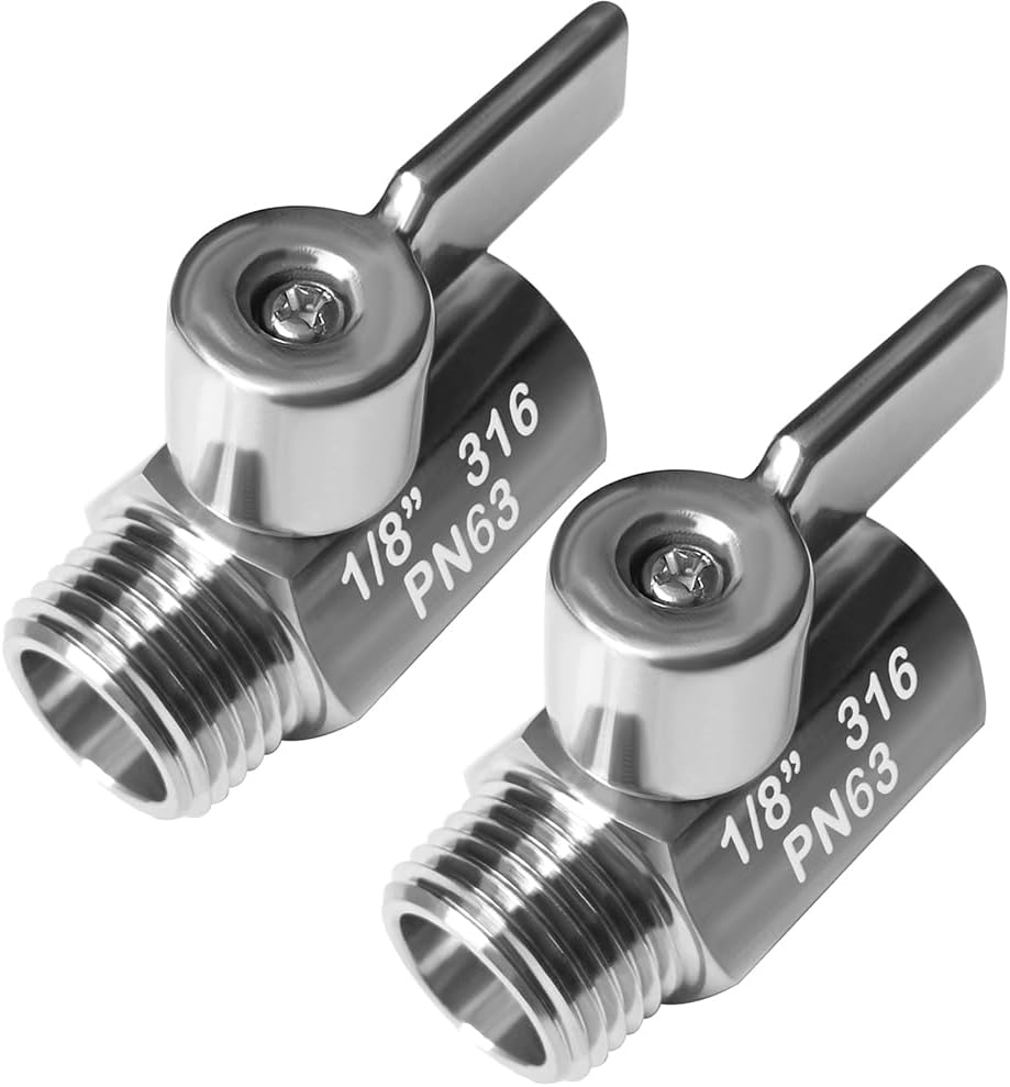 Beduan Mini Ball Valve Stainless Steel(316) 1/8" NPT Male x NPT Female Mini Ball Shutoff Valve(Pack of 2)
