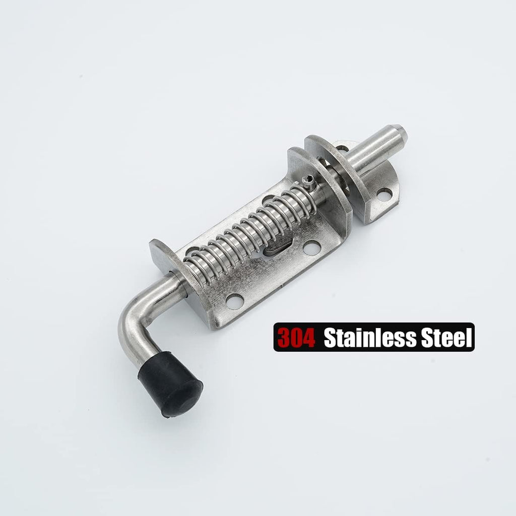 JQK Spring Loaded Barrel Bolt Latch, Heavy Duty 304 Stainless Steel Thickened 3mm Door Lock, 6.3 Inch Brushed Finished, HSB410-P2