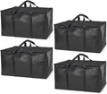 ClearSpace Heavy Duty Moving Bags or Storage Bags – Black Storage Bins with Lids, Large Moving Boxes with Backpack Straps & Zippers,– Packing Box & Moving Supplies for College Dorm, 4 Pack