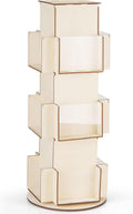 Natheeph Rotating Wooden Display Rack with Two Card Sticker for Greeting Card Vendor Coffee Bag 3 Tier Tabletop Display Stand