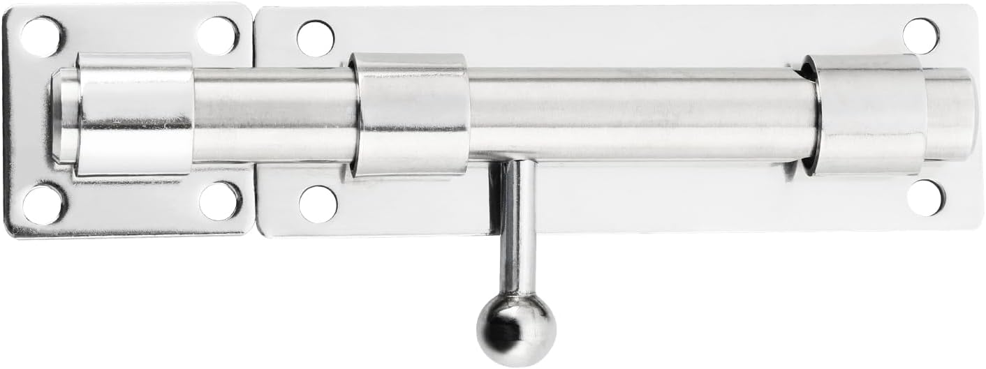 Alise 6 inch Barrel Bolt Latch,Slide Bolt Latch,Heavy Duty Solid SUS304 Stainless Steel Slide Lock for Wooden Fence,Barn Door,Interior or Outdoor Door Chrome MS8000