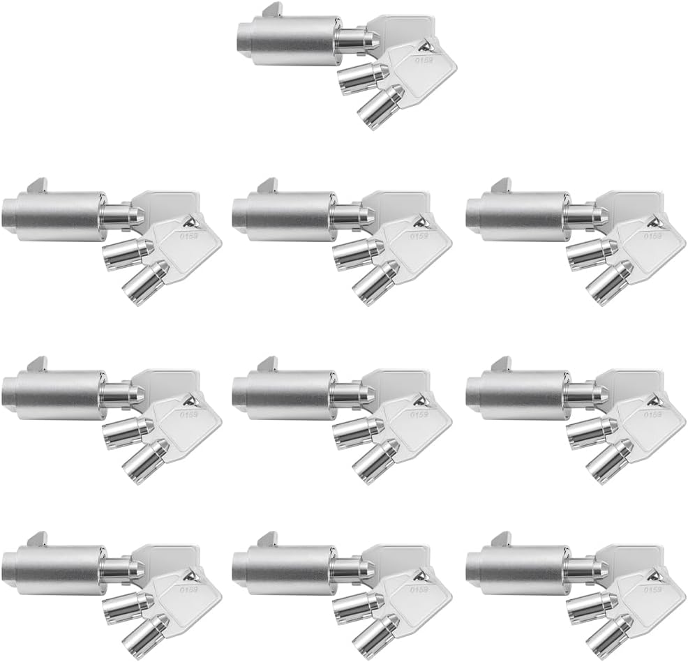 Tubular Key Lock for Vending Machines - Vending Machine Locks Keyed Alike Coke Snack Machine Candy Lock Soda Machine Lock, 3Pcs Keys, Zinc Alloy, Chrome (10 Pack)