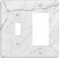 Outlet Covers White Grey Abstract Modern Marble 1 Toggle 1 Rocker Combination Decorative Wall Plate Electrical Switch Plates Light Switch Cover Plate for Bathroom Kitchen Decor