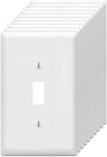 Toggle Light Switch Wall Plates 1-Gang Switch Electrical Cover Plate Unbreakable Thermoplastic Faceplate, White (10 Pack)
