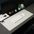 Heated Large Desk Mat PU Leather Warm Mouse Pad with 5 Heating Level & 4 Hour Auto Shut-Off Heating Keyboard Pad Warmer Gaming Mouse Mat for Home Office Work (Gray, 31.5" X 13")