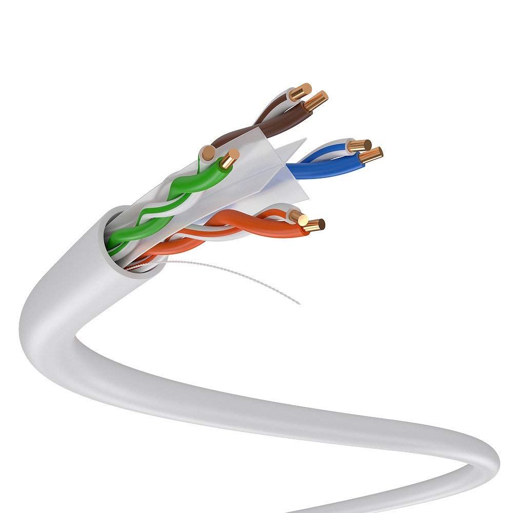 Dripstone Cat6 Direct Burial Ethernet Cable – 23AWG Solid UTP, Waterproof HDPE Insulated, Polyethylene (PE) Jacket for Indoor/Outdoor Installations (White - 1000 FT)