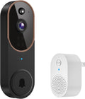 1080p Wireless Video Doorbell Camera, AI Human Detection, Live View, Night Vision, Cloud Storage, 2.4G WiFi, Battery Powered, Indoor Outdoor Surveillance (Comes with Doorbell Receiver)