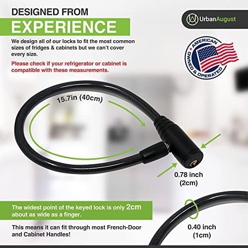 Urban August Child-Proof Refrigerator Lock for Kids & Adults - Lock for French Door Fridge and Cabinet (Regular, White, 6 Pack Keyed Alike)