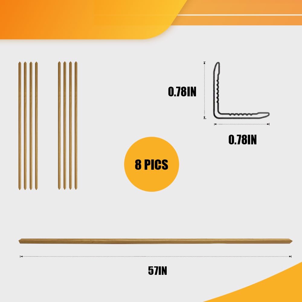 OUZUGIE 8-Pack 57 Inches, WPC Slat Wall Panel Trim,Corner Guard for High Grille (Oak)