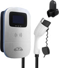 Smart EV Level 2 Charger, Electric Vehicle Charging Station, 110V-240V 32A Home Charger with LCD Display, Type 1 SAE J1772 Wall Connector, Hardwired Charger for Electric Car
