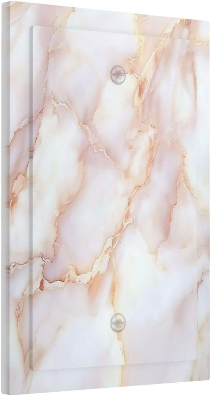 Light Switch Cover Plate Pink Jade Marble Granite 1 Gang No Device Blank Electrical Wall Plates Faceplate Decorative Switch Plate For Bathroom Kitchen Decor