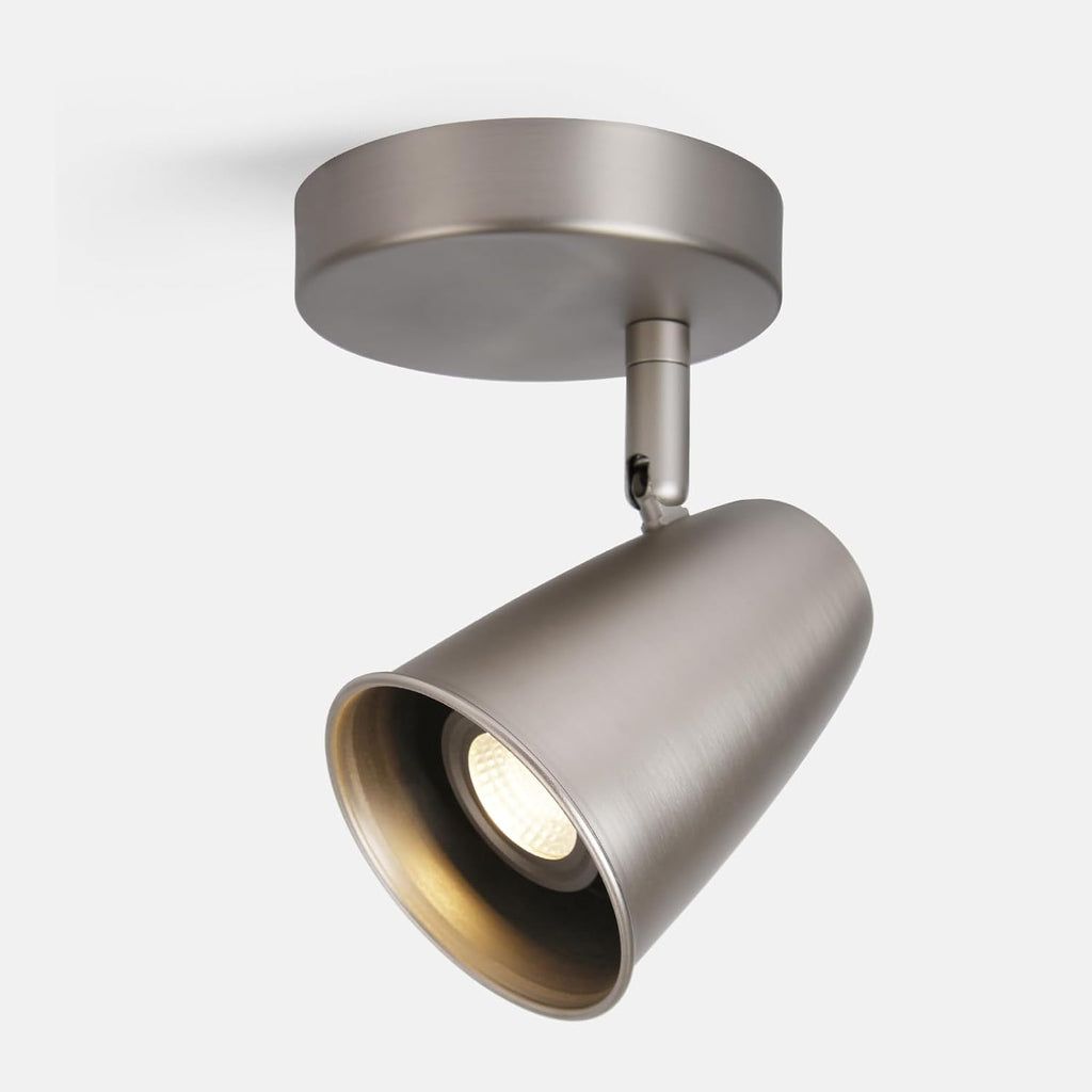 Ceiling Spotlight Indoor, Adjustable Angle 7W LED GU10 Replaceable, 3000K Warm White Flicker-Free,Accent Light for Living Room Bedroom Corridor Mural,Brushed Nickel