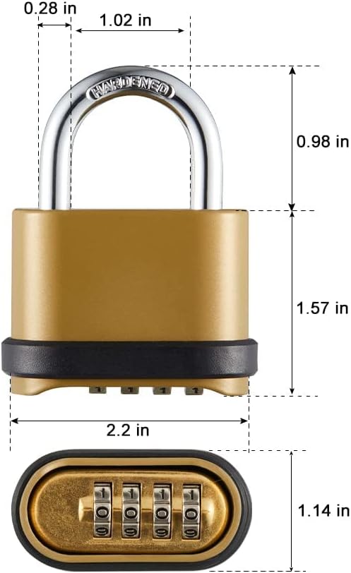 4 Digit Combination Lock, Outdoor Combination Padlock with Hardened Steel Shackle,Locks with Code for Sheds, Fence, Storage Unit and Gate