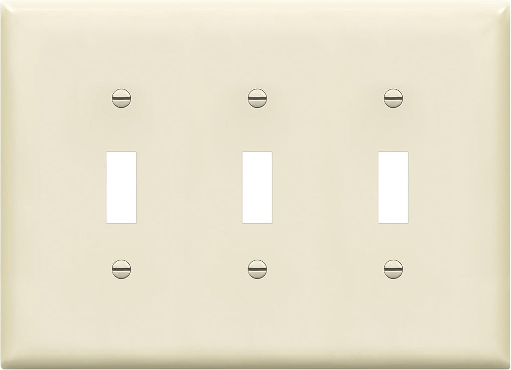 ENERLITES Triple Light Switch Wall Plate, Toggle Switch Plate, Gloss Finish, 3-Gang Mid-Size 4.88" x 6.77", Unbreakable Polycarbonate Thermoplastic, UL Listed, 8813M-LA, Light Almond