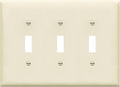 ENERLITES Triple Light Switch Wall Plate, Toggle Switch Plate, Gloss Finish, 3-Gang Mid-Size 4.88" x 6.77", Unbreakable Polycarbonate Thermoplastic, UL Listed, 8813M-LA, Light Almond