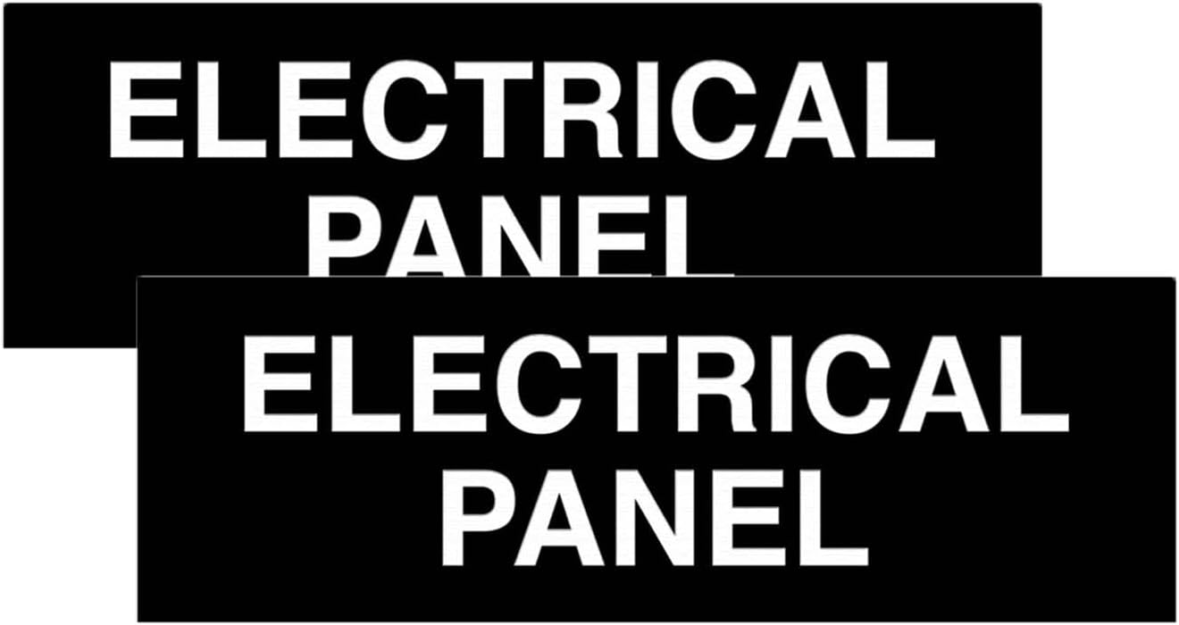 All Quality Basic Electrical Panel Sign - Fire Regulation Safety Compliance Sign - Black - Large (2 Pack)