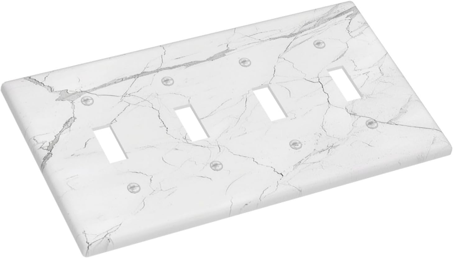 Light Switch Covers White Grey Abstract Modern Marble Quad Toggle Electrical Faceplate 4 Gang Wall Plate Decorative Switch Plates for Bathroom Kitchen Decor