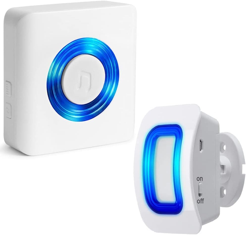 Caregiver Pager Indoor Motion Sensor Alarm Room Bed Alarms and Fall Prevention for Elderly Dementia Patients/Mailbox Alert Device for Home (1 Pager+1 Sensor)