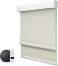 ZSTARR Motorized Day and Night Dual Smart Blind for Window with Valance Rechargeable Motor,Blackout Roller Shade Custom Size,with Valance Suitable for Home,Office (Full Blackout Beige Yellow)