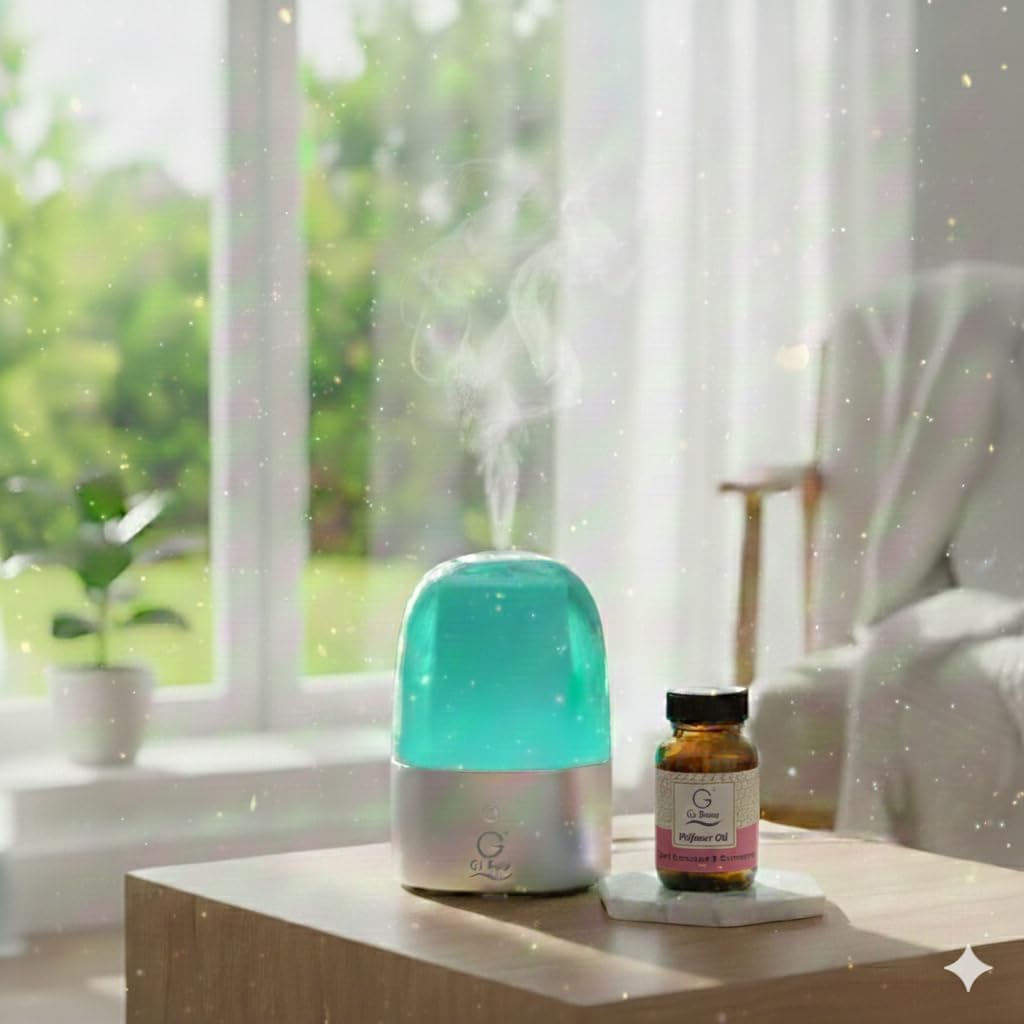 G’s Breeze Smart Diffuser with Refill – Bluetooth & Wi-Fi App Control, Gradient LED Lighting, Adjustable Scent Intensity, 24 Hour, Aromatherapy Diffuser for Home & Office - Dark Chocolate & Strawberry