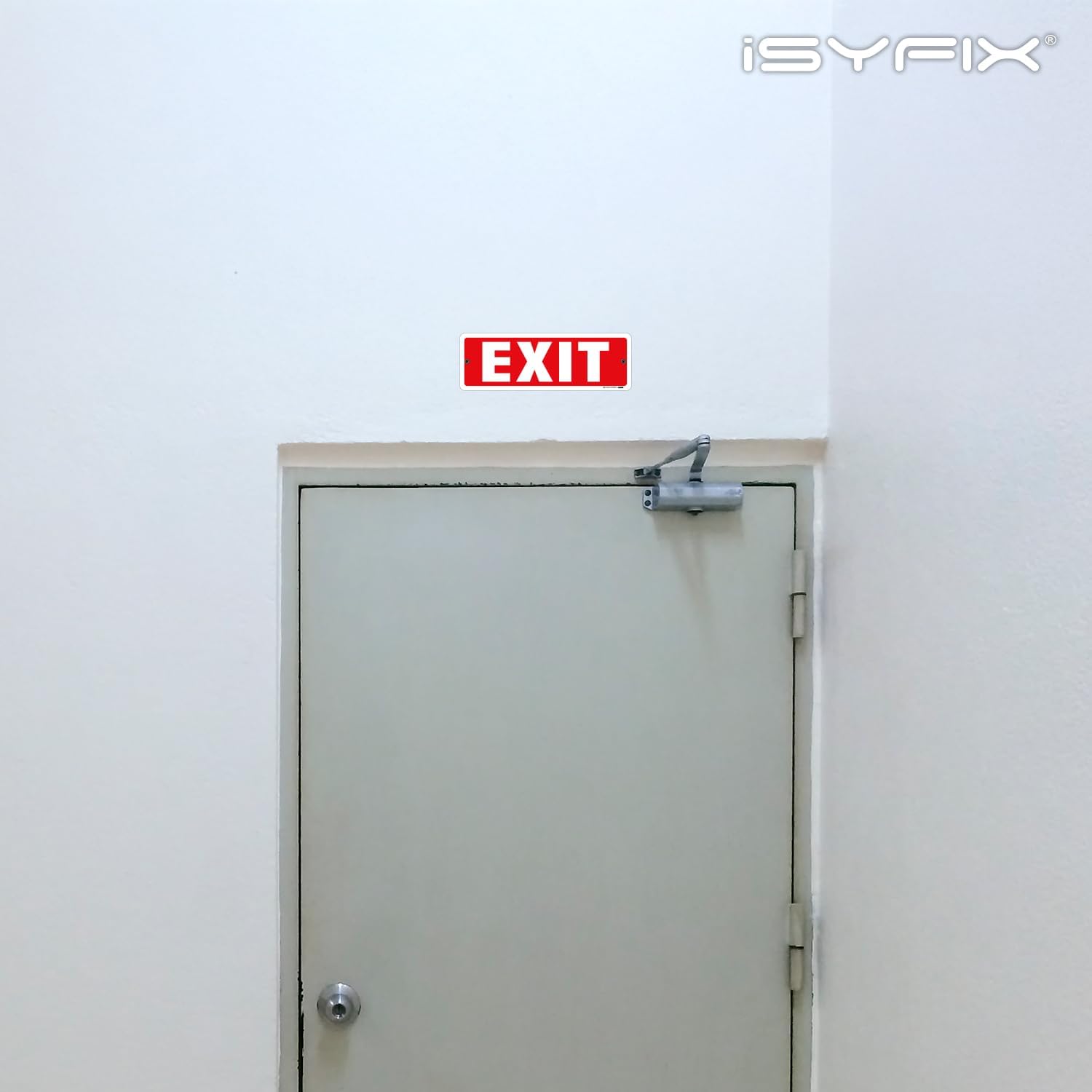 iSYFIX Exit Sign – 12 Pack 12x4 Inch – 100% Rust Free .040 Aluminum Signs, Laminated for Ultimate UV, Weather, Scratch, Water and Fade Resistance, Indoor and Outdoor, Exit Signs for Exterior.