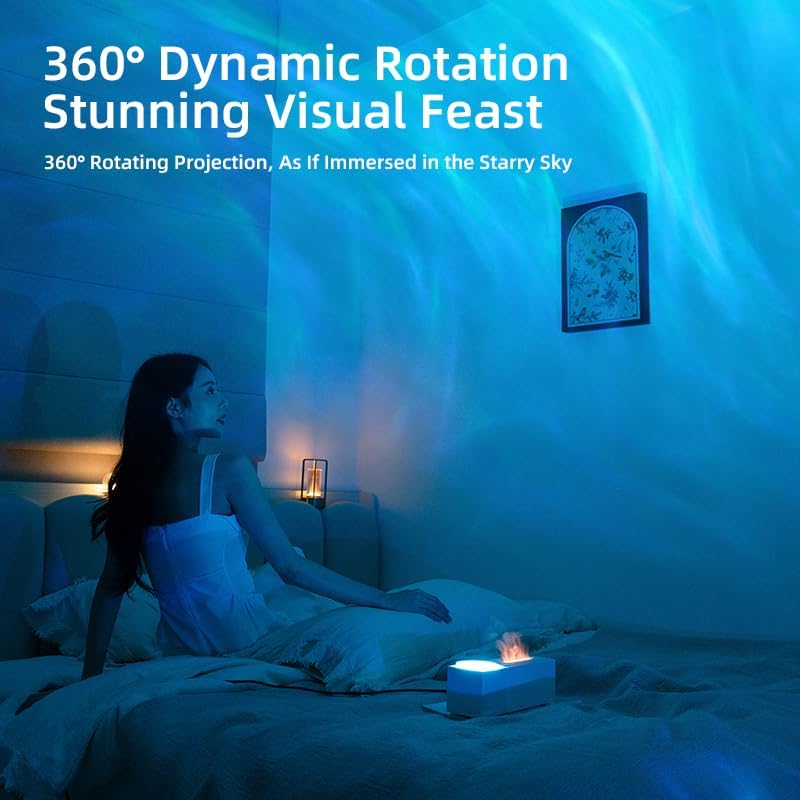 Essential Oil Diffuser, Ripple Projection Vibe Flame Oil Diffuser - Aromatherapy Aroma Humidifier, Upgrade 7 Flame Colors Noiseless 150ml Remote - Perfect for Bedroom Home Office (Ripple Black)