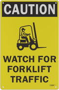 Yellow Safety®: Stay Safe with our OSHA Compliant Caution: Watch For Forklift Traffic - 15"x10", 1mm Aluminum, Essential Workplace Personl Protective Equipment Warning