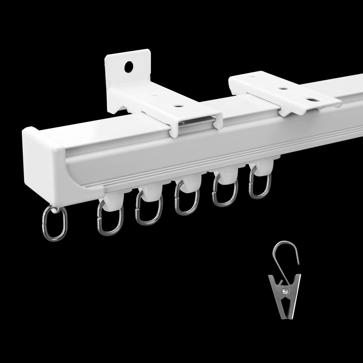 Curtain Tracks Ceiling Wall Mounted Heavy-Duty Curtains Rails Room Divider Curtain Track for Living Room Bedroom Room Shower Divider White 3ft To 12 ft