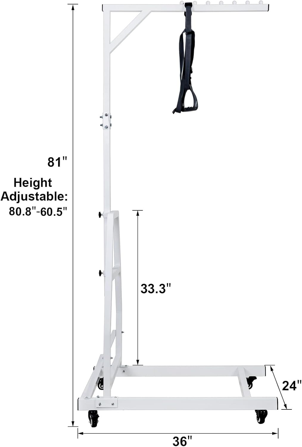 Trapeze Bar for Bed Mobility, Heavy Duty Pull Up Assist Bar with Floor Stand, 5Ft-7Ft Height Adjustable Trapeze Bar, Medical Patient Mover for Care Facilities, White