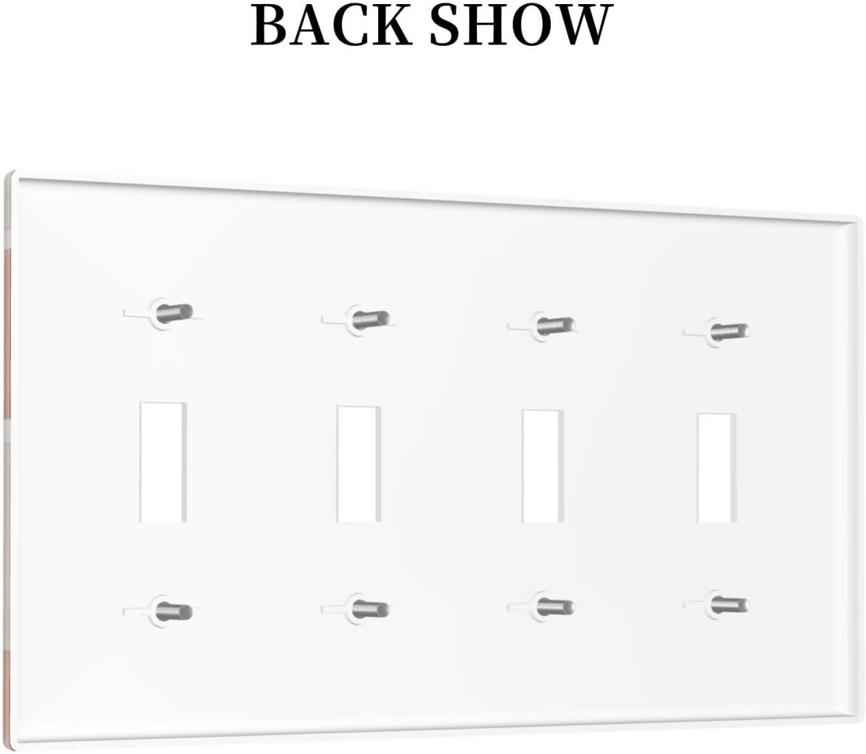 Light Switch Covers Boho Botanical Orange Green Beige Minimalist Quad Toggle Electrical Faceplate 4 Gang Wall Plate Decorative Switch Plates for Bedroom living Room Decor